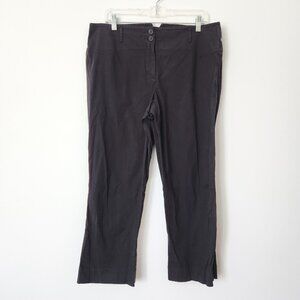 Vtg 90s Facconable Black Pants Size 16 Cropped Ankle Stretch Cotton V Cut France